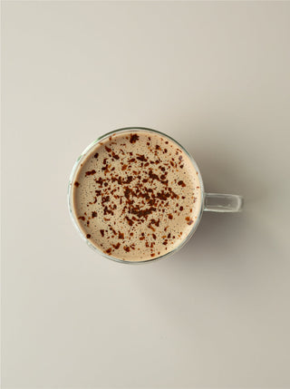 a glass of hazelnut-maca-hot-chocolate