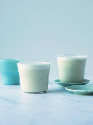 two cups of salted macadamia + pumpkin seed milk