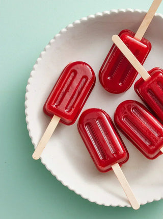 Watermelon, Strawberry, Basil Popsicles