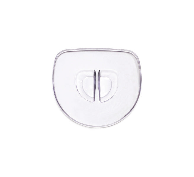 An oval-shaped Juice Container with Lid, made of clear plastic and featuring two symmetrical curved indents in the center, designed as an accessory for the Nama Vitality 5800 Cold Press Juicer, displayed on a white background.