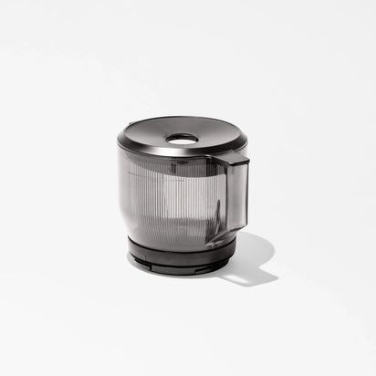 A transparent plastic blender or food processor jar with a black lid and handle sits on a white background, casting a soft shadow—perfect for pairing with your Large Hopper for efficient batch juicing.