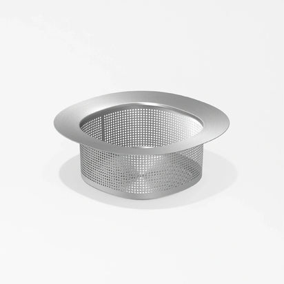 A round, silver Pulp Strainer featuring fine metal mesh and a wide rim sits on a plain white background. With its simple, modern design and finely perforated surface, this strainer is ideal for effortlessly removing juice pulp for those who prefer smooth, pulp-free beverages.