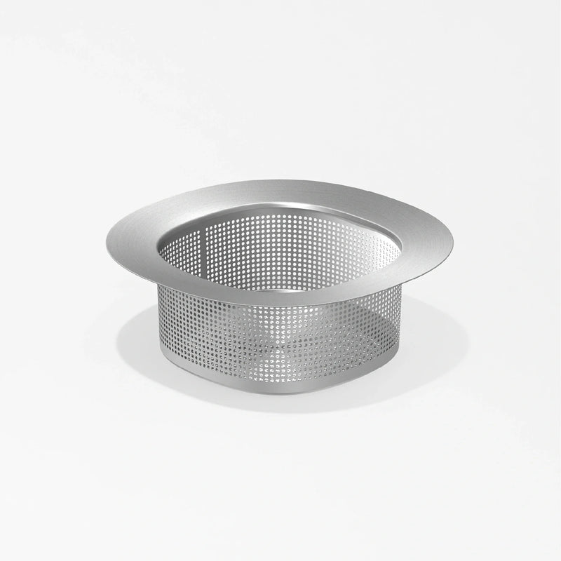 A round, silver Pulp Strainer featuring fine metal mesh and a wide rim sits on a plain white background. With its simple, modern design and finely perforated surface, this strainer is ideal for effortlessly removing juice pulp for those who prefer smooth, pulp-free beverages.