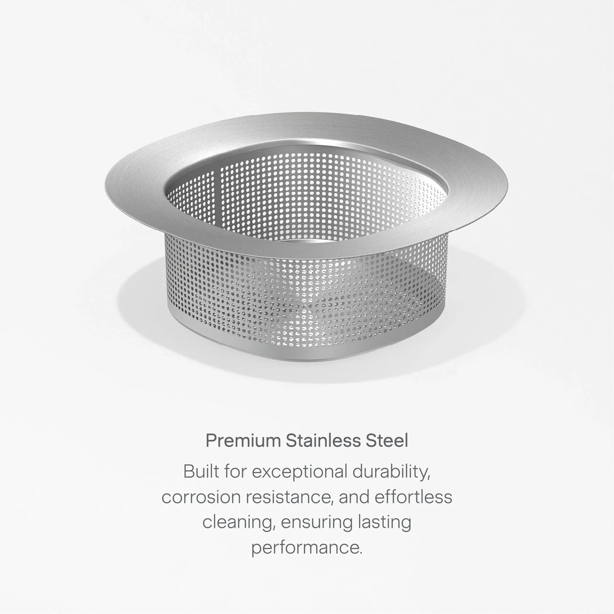 A Pulp Strainer with a stainless steel mesh and wide rim is displayed on a white background. Its fine mesh efficiently removes juice pulp, making it ideal for no pulp juicing needs. The text below emphasizes its durability, corrosion resistance, easy cleaning, and long-lasting performance.
