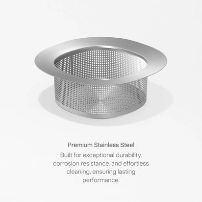 A Pulp Strainer with a stainless steel mesh and wide rim is displayed on a white background. Its fine mesh efficiently removes juice pulp, making it ideal for no pulp juicing needs. The text below emphasizes its durability, corrosion resistance, easy cleaning, and long-lasting performance.