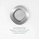 A silver Pulp Strainer with rounded edges viewed from above. Text below reads: Universal shape & size. Designed to fit all Nama pitcher sizes, the Pulp Strainer provides a hassle-free fit and seamless compatibility—perfect for no pulp juicing and easy juice pulp removal.