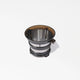 A metal and plastic filter basket with fine mesh sides, viewed from above on a white background—the perfect companion for your Sorbet Attachment to create homemade sorbet and healthy dessert options.