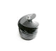 A shiny black Auger, spiral-shaped with a metallic knob on top—resembling the component found in modern cold press juicers like the Nama Vitality 5800—placed on a white background.