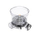 Clear plastic Chamber with measurement markings, two angled spouts, and a black base; designed for use with the Nama Vitality 5800 Cold Press Juicer as a mixing or dispensing bowl, shown against a white background.