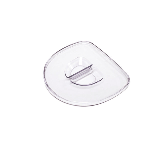 The Juice Container with Lid features a clear, oval-shaped plastic lid with a raised, double-tab handle in the center, designed to fit perfectly on the juice container for the Nama Vitality 5800 cold press juicer, as shown on a white background.