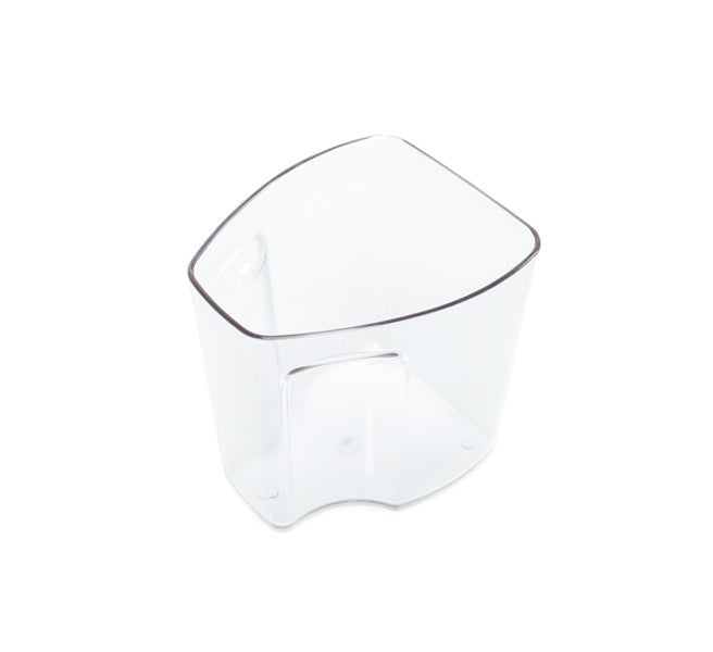 A clear, three-sided Pulp Container with a curved design, designed for the Nama Vitality 5800 cold press juicer, viewed from above on a white background.