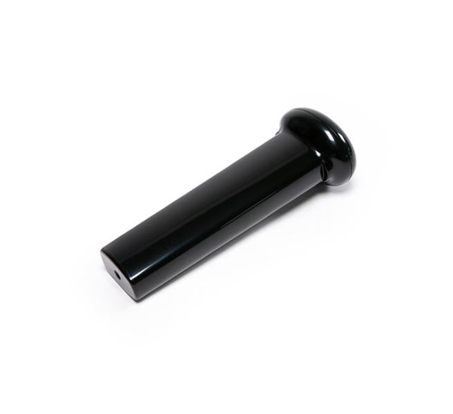 A glossy black cylindrical Pusher with a rounded top and a flat base is placed on a white background.