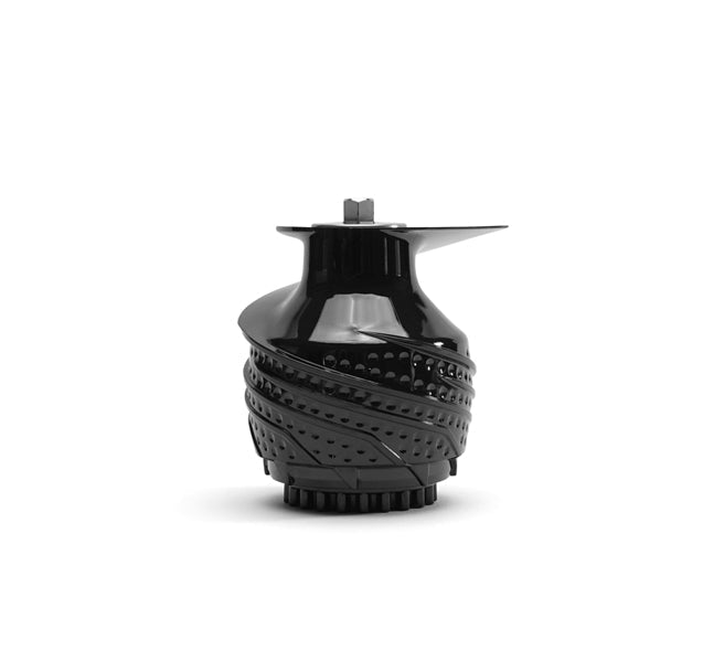 A Chamber Set in black plastic, featuring a spiral design, perforated sides, and a top connector, is shown on a white background.