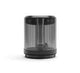 A black, cylindrical Chamber Set kitchen appliance with a transparent ribbed lid is shown against a white background, featuring a design reminiscent of the chamber set found in devices such as the Nama J2 Cold Press Juicer.
