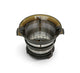 The Juice Strainer, made of black and transparent plastic with fine metal mesh sides, is shown on a white background. It is designed for use in cold press juicers or similar kitchen appliances.