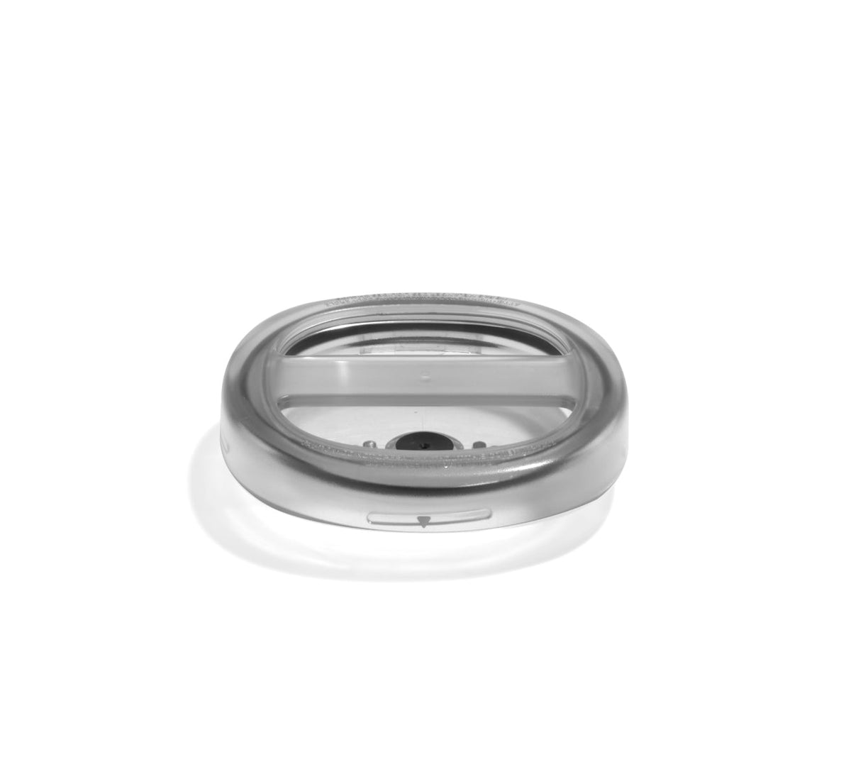 Chamber Lid with a sliding closure and a drinking hole, designed for the Nama M1 Plant-Based Milk Maker. The clear plastic, oval-shaped lid features two bars across the top and is displayed against a white background, casting a soft shadow below.