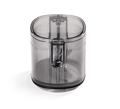 The Hopper Assembly is a transparent, ribbed plastic container with a lid and central mechanism, similar to the Nama J3 juicer part, shown on a white background.