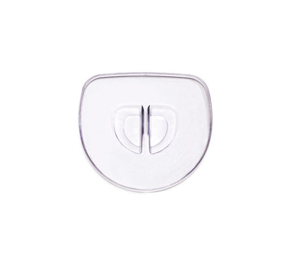 The Juice and Pulp Container Set is a transparent, oval-shaped plastic container with a subtle double arc design in the center—ideal for collecting juice and pulp from your cold press juicer, such as the Nama Vitality 5800. Photographed on a white background.