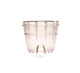 The Sorbet Strainer is a transparent, slightly tinted plant pot with vertical grooves and raised feet, photographed against a white background—ideal for growing herbs to complement frozen desserts or fresh juices.