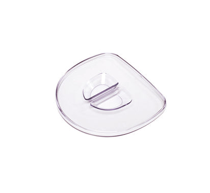 A clear, rectangular plastic lid with rounded edges and two central handles, designed for the Juice and Pulp Container Set of the Nama Vitality 5800 cold press juicer, shown on a plain white background.